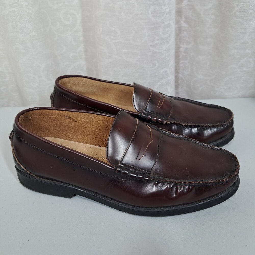 Nunn Bush Mens Moc Toe Penny Loafers Shoes Sz 11W Leather Burgundy Slip On Gel